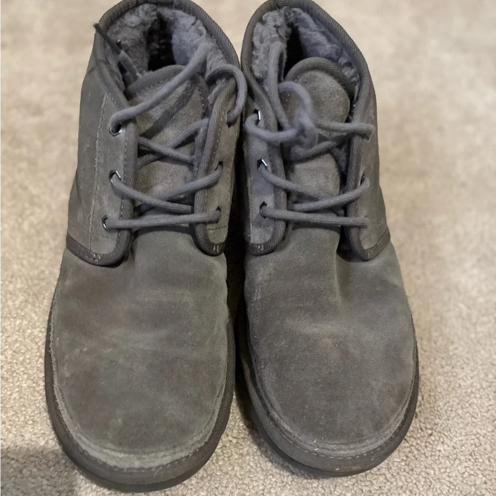 UGG Men's Charcoal Suede Chukka Boot with Shearling Collar